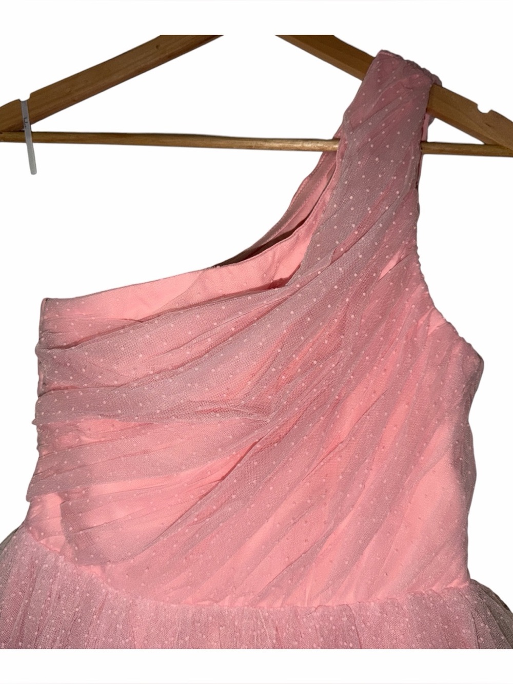 Lulus Homecoming One Shoulder Mini Dress Light Pink Swiss Dot Women’s Small NWT - Picture 4 of 8